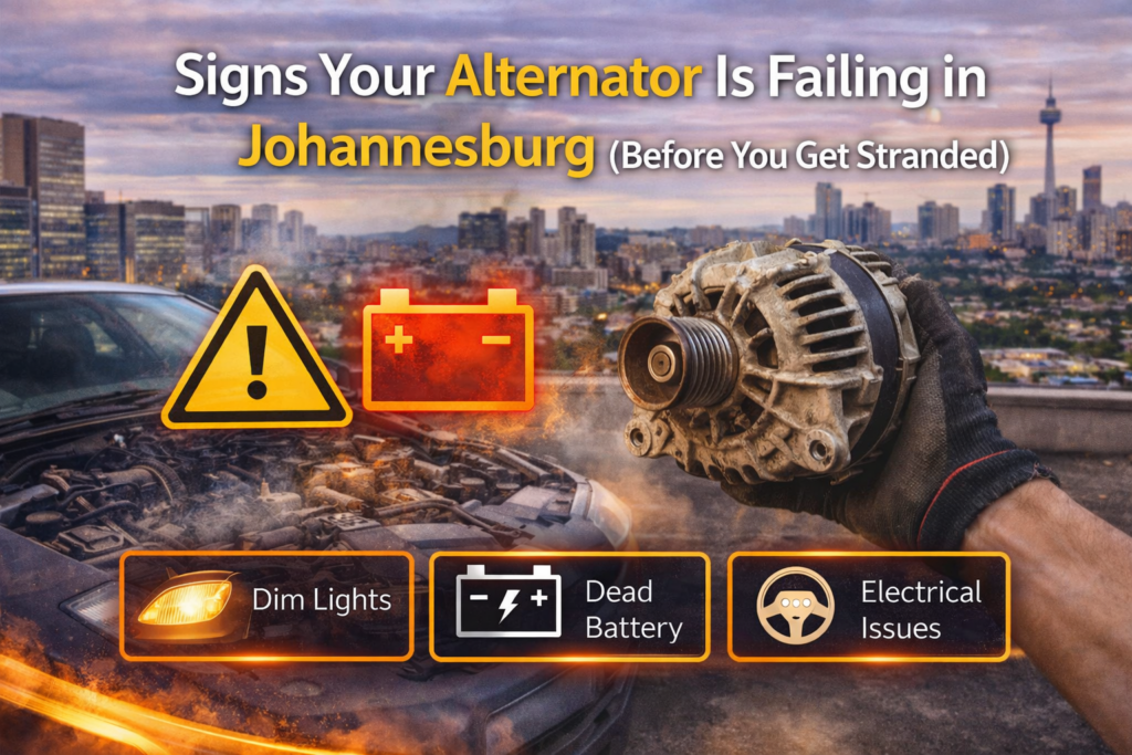 Mobile mechanic diagnosing alternator failure in Johannesburg