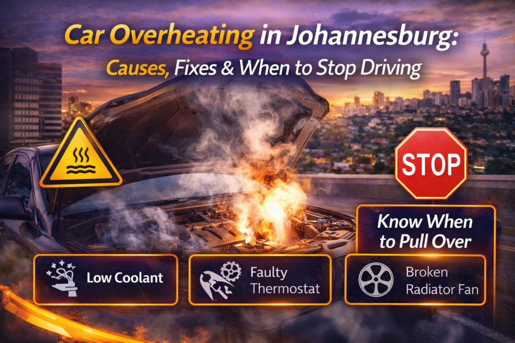 Car overheating in Johannesburg with mobile mechanic inspecting engine