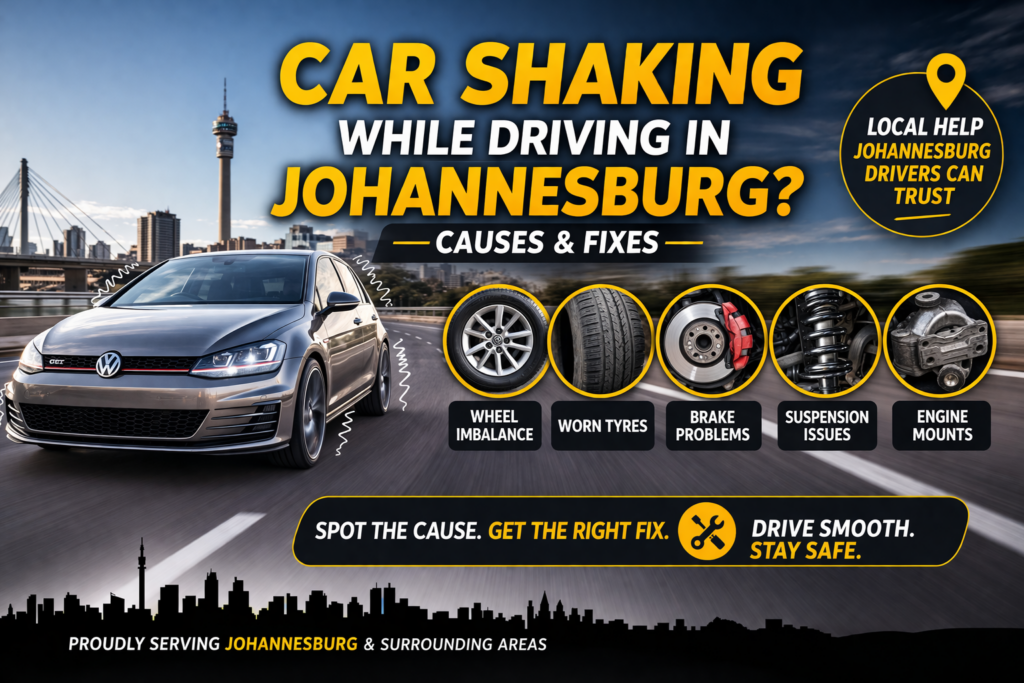 Car shaking while driving in Johannesburg being inspected by mechanic