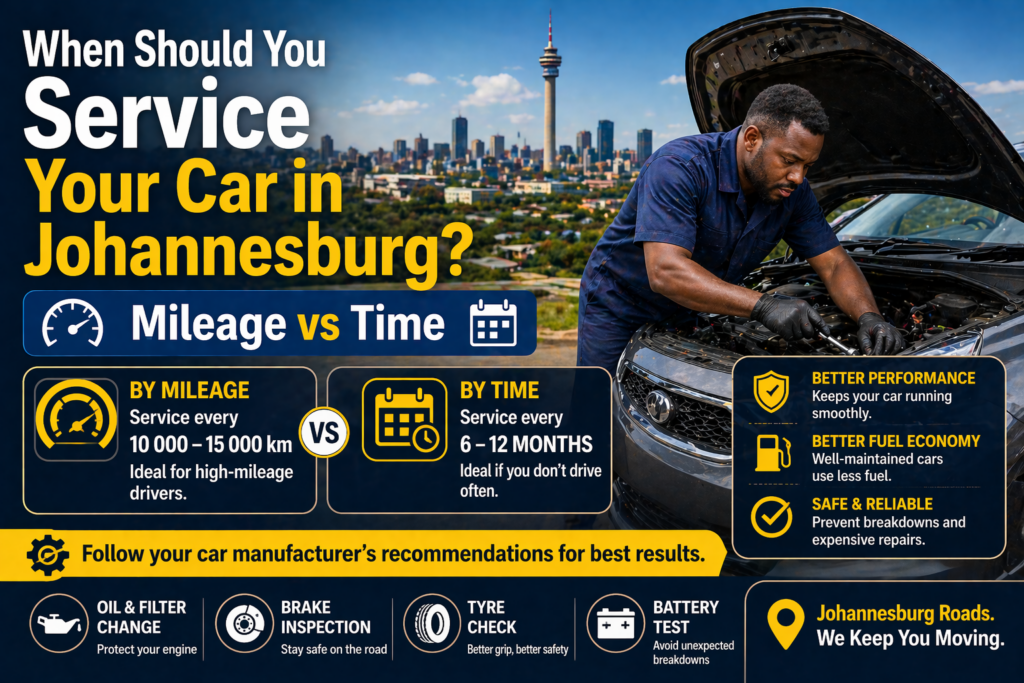 Mobile mechanic performing routine car service in Johannesburg